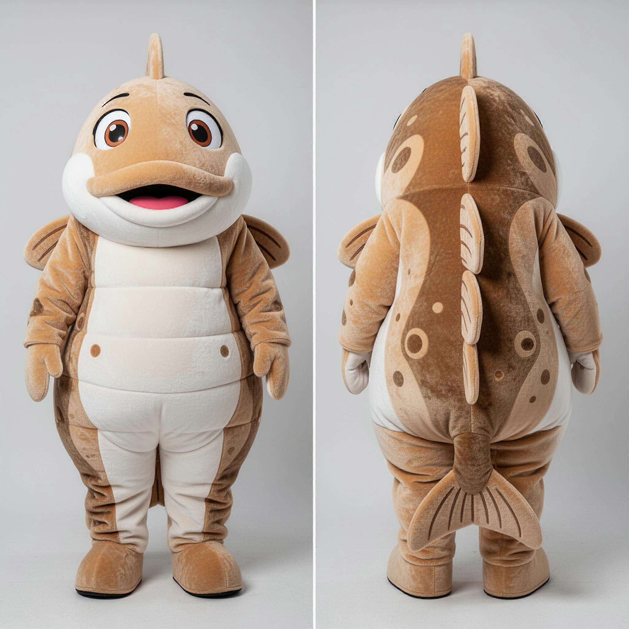 MASTICOT Tan Rounded Cartoon Cod Mascot