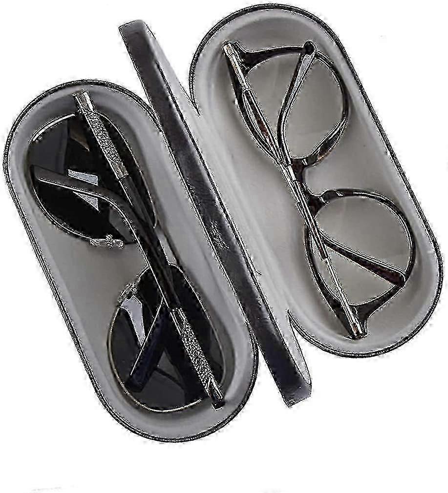 Glasses case for 2 eyeglasses featuring hard shell