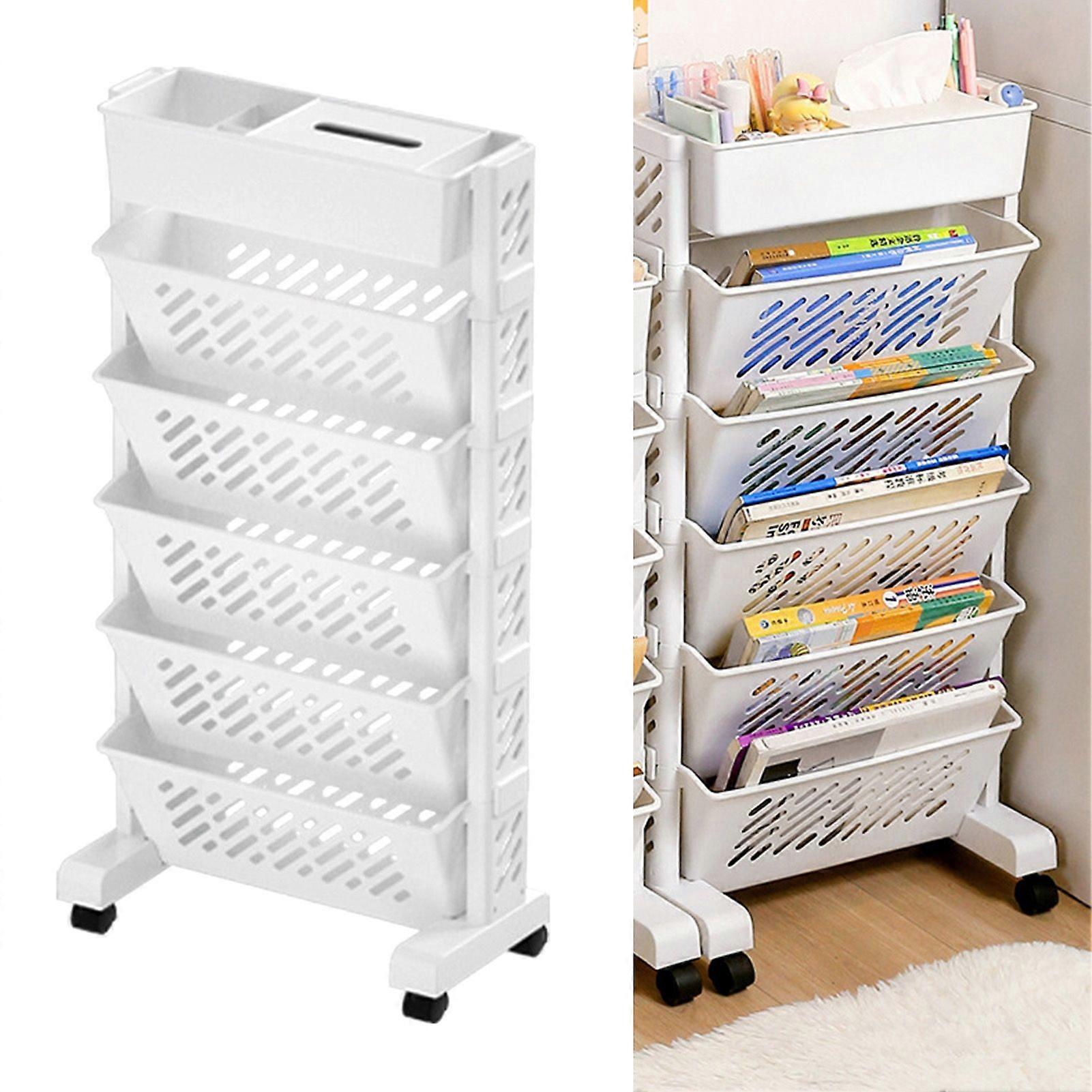 Movable Multi-Tier Rolling Book Cart for Home Office