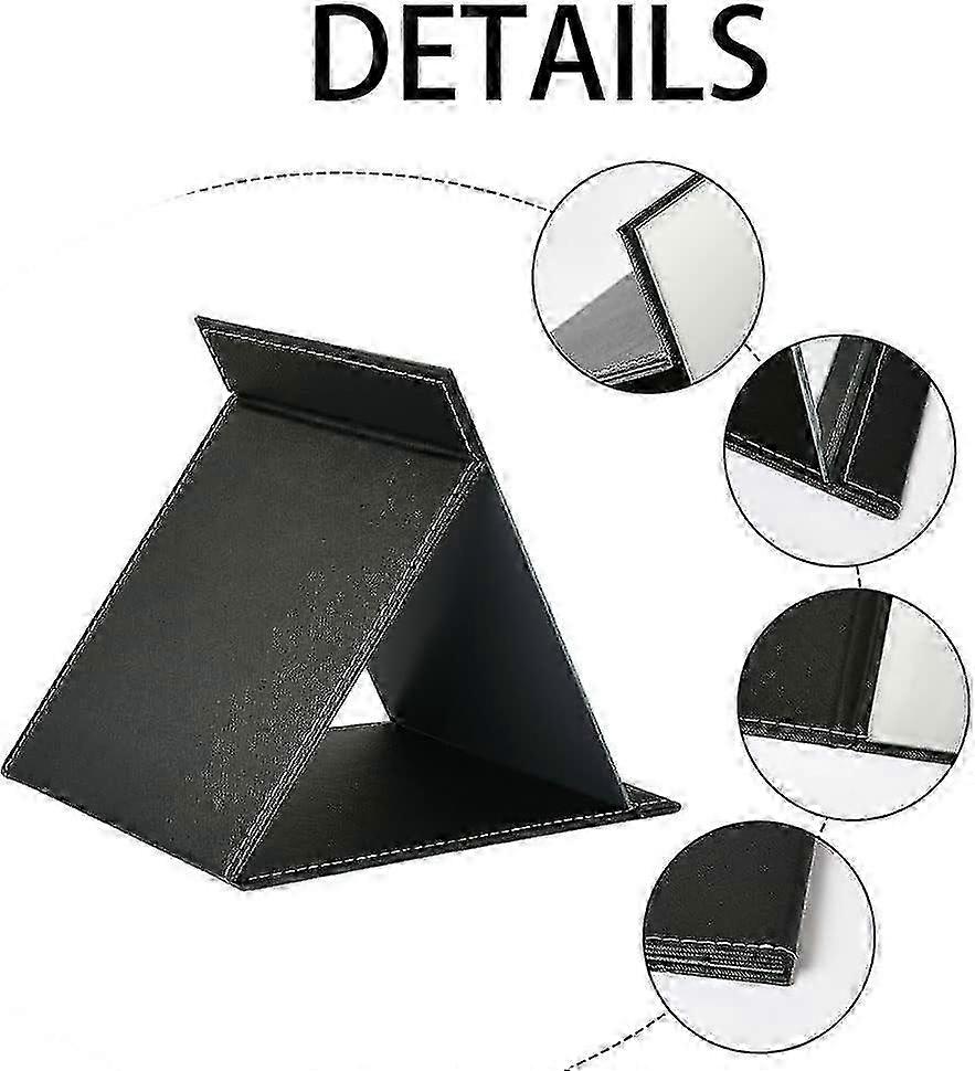 Compact Foldable PU Leather Mirror