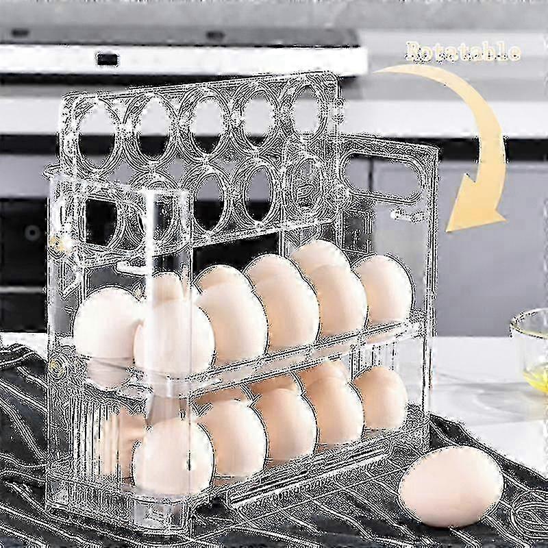 Refrigerator egg storage box - 3 layer durable flip design