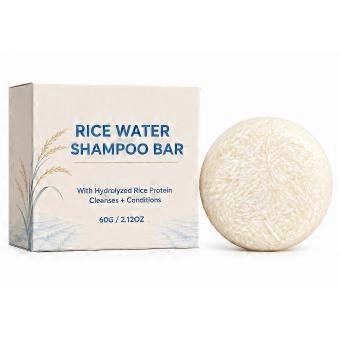 1PCRice Water Shampoo Bar with Hydrolyzed Rice Protein, Deep Cleanses Scalp, Smooths Dry Hair & Boosts Hair Shine