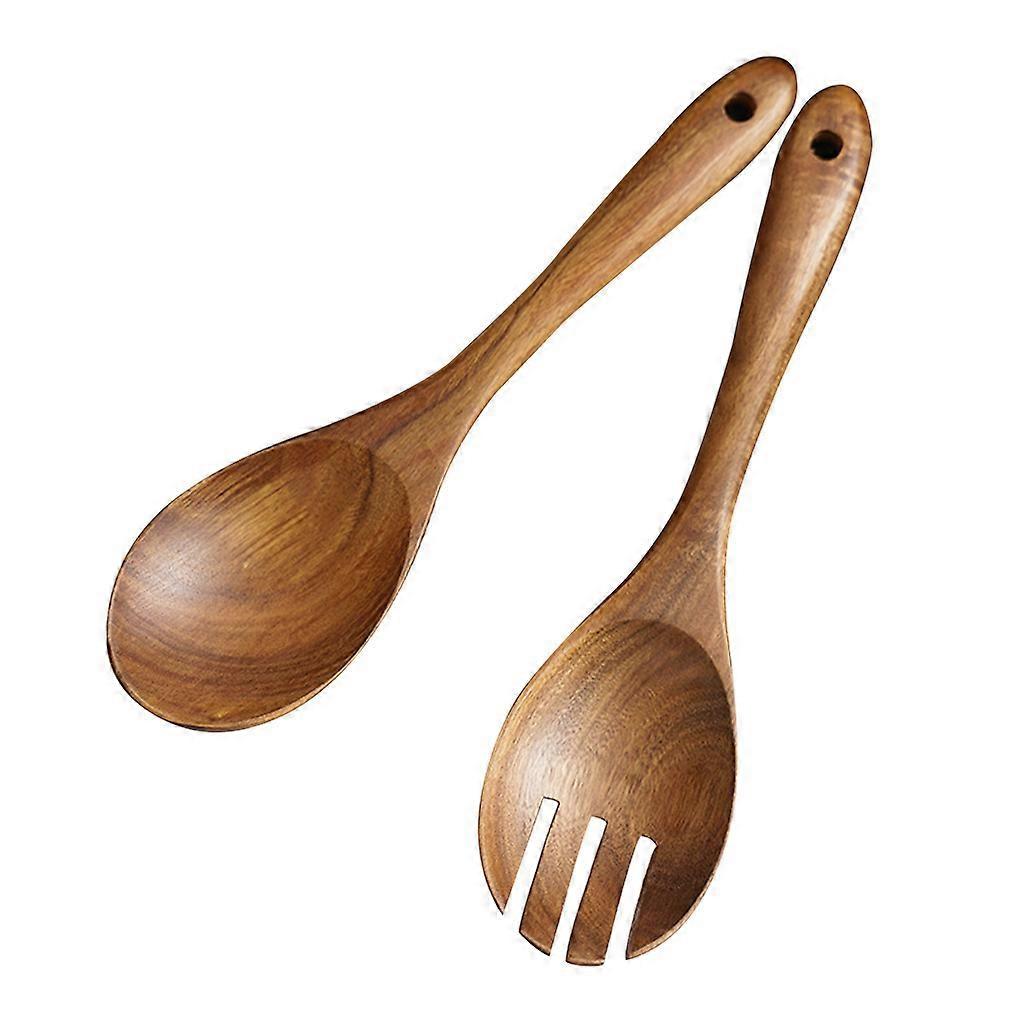 Long Handle Wooden Spoon Fork Combo