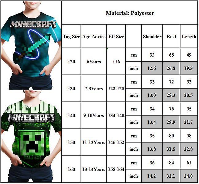 Lapset Pojat Lapset Peli Minecraft Lyhythihainen T-paita Vapaa-ajan paidat Tops Tee