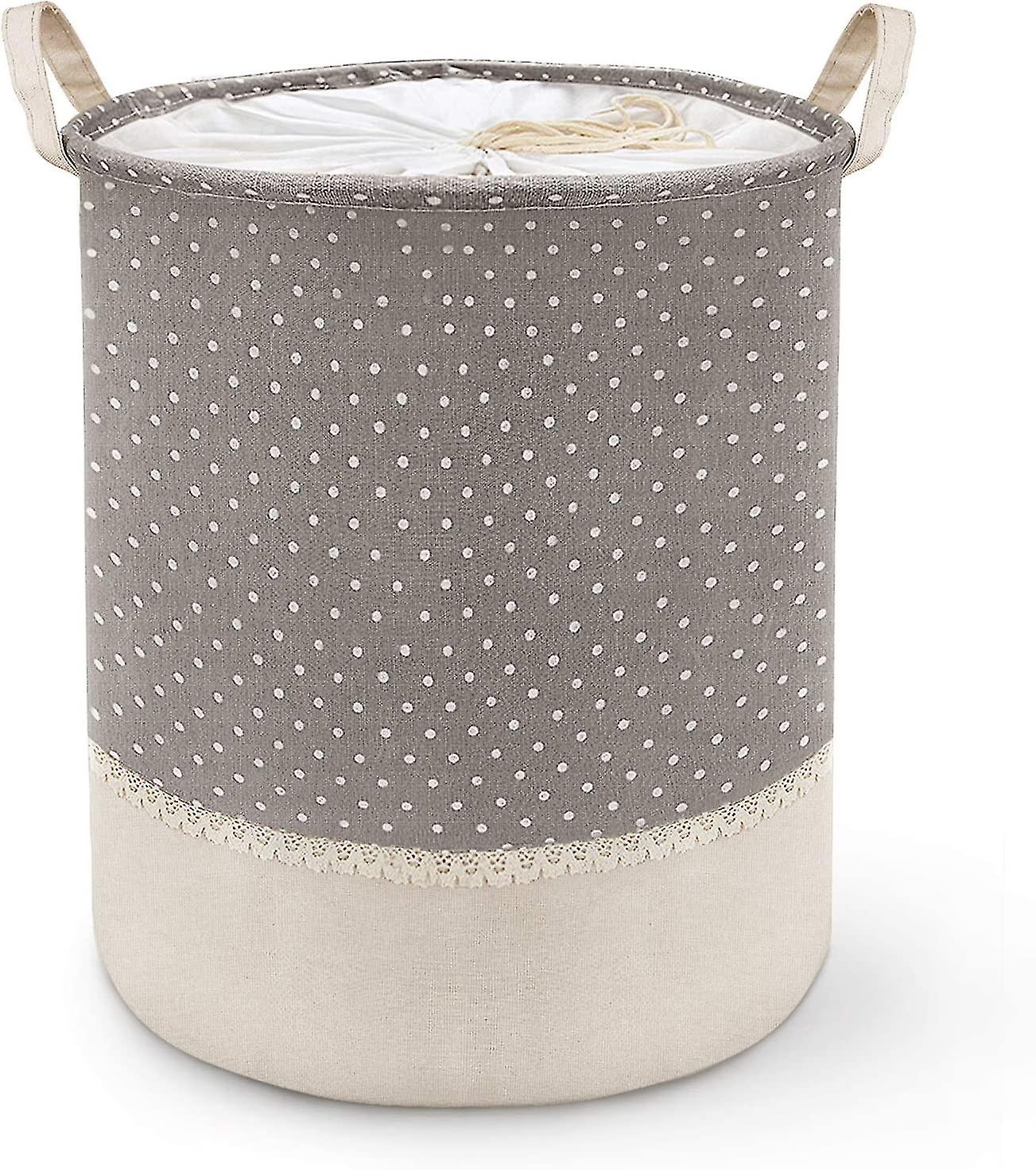 Foldable Canvas Fabric Laundry Basket With Handles And Drawstring