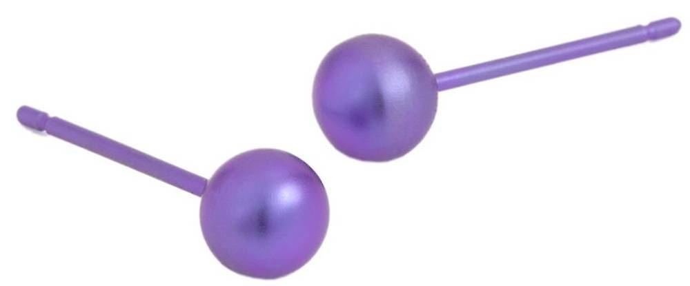 Ti2 Titanium 5mm Round Bead Stud Earrings - Imperial Purple
