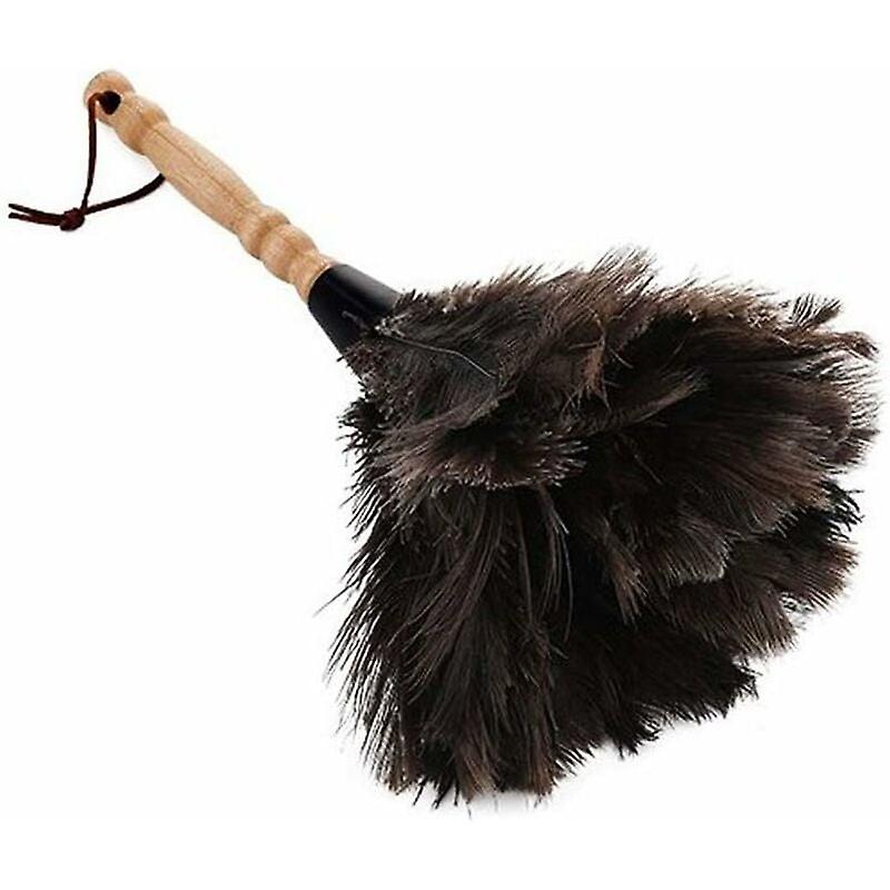 Bamboo duster with natural ostrich feather handle 35 cm