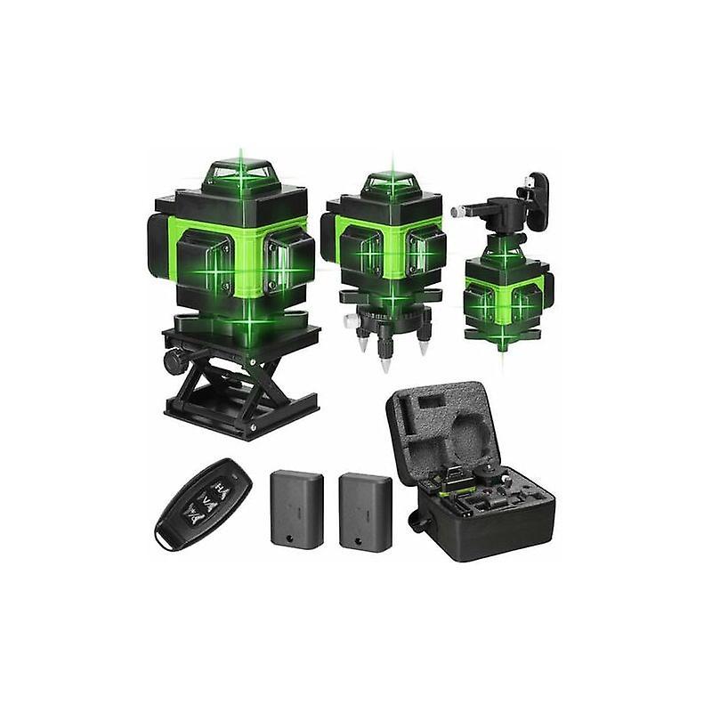 4D 16 Lines Laser Level 3° Self-Leveling Machine USB Rechargeable Lithium Battery with Vertical Horizontal Tilt Lines - Green