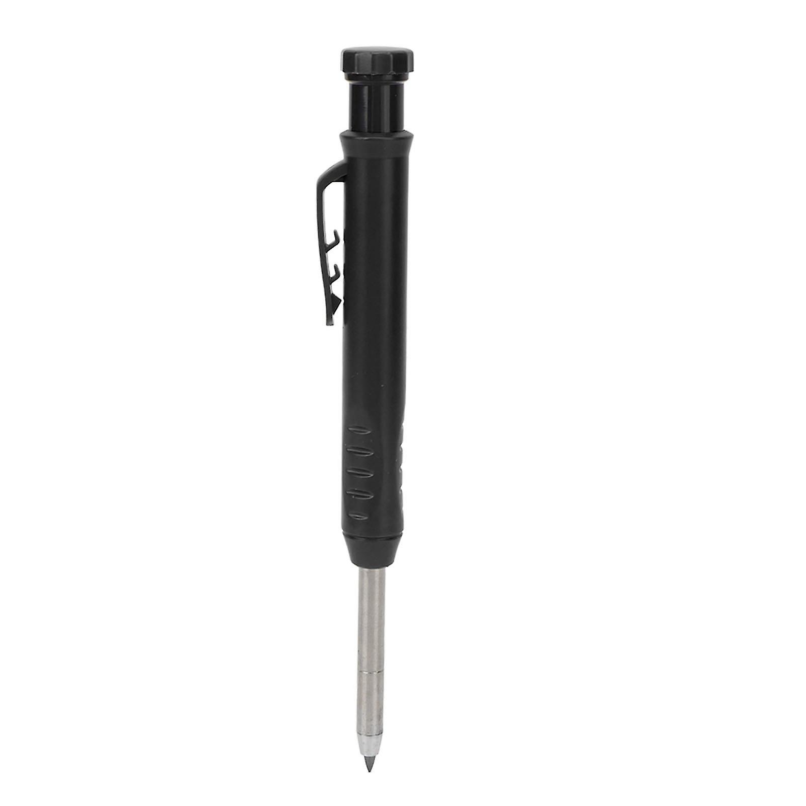 Mechanical Carpenter Pencil with Sharpener, for Woodworking, for Deep Holes, for Marking Metal and Plastic, Black