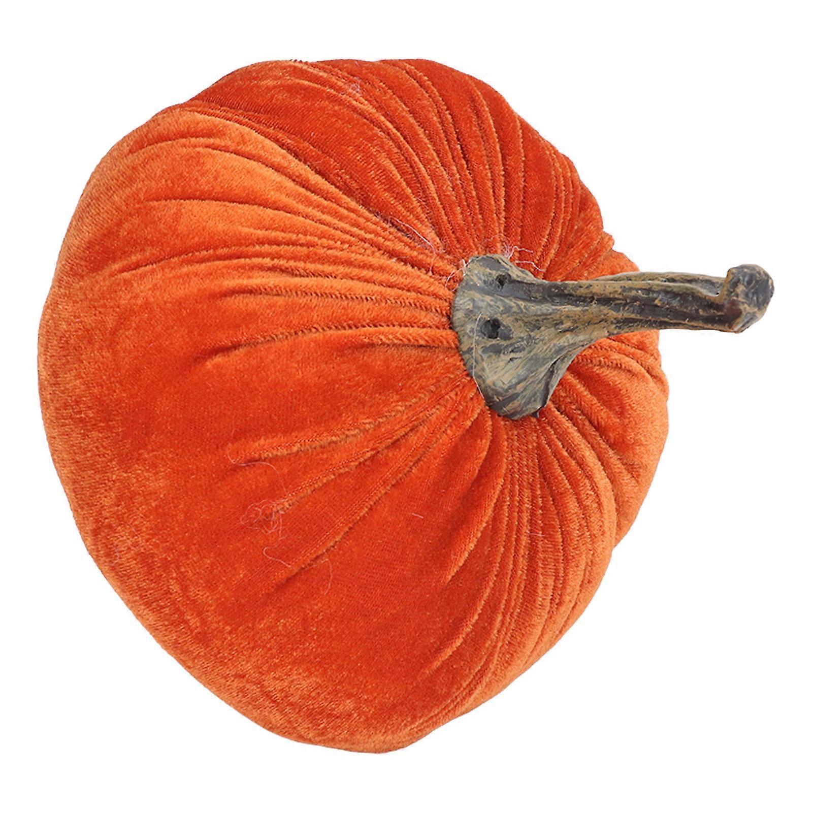Small Red Fabric Pumpkin with Twisted Stem for Autumn Decor
