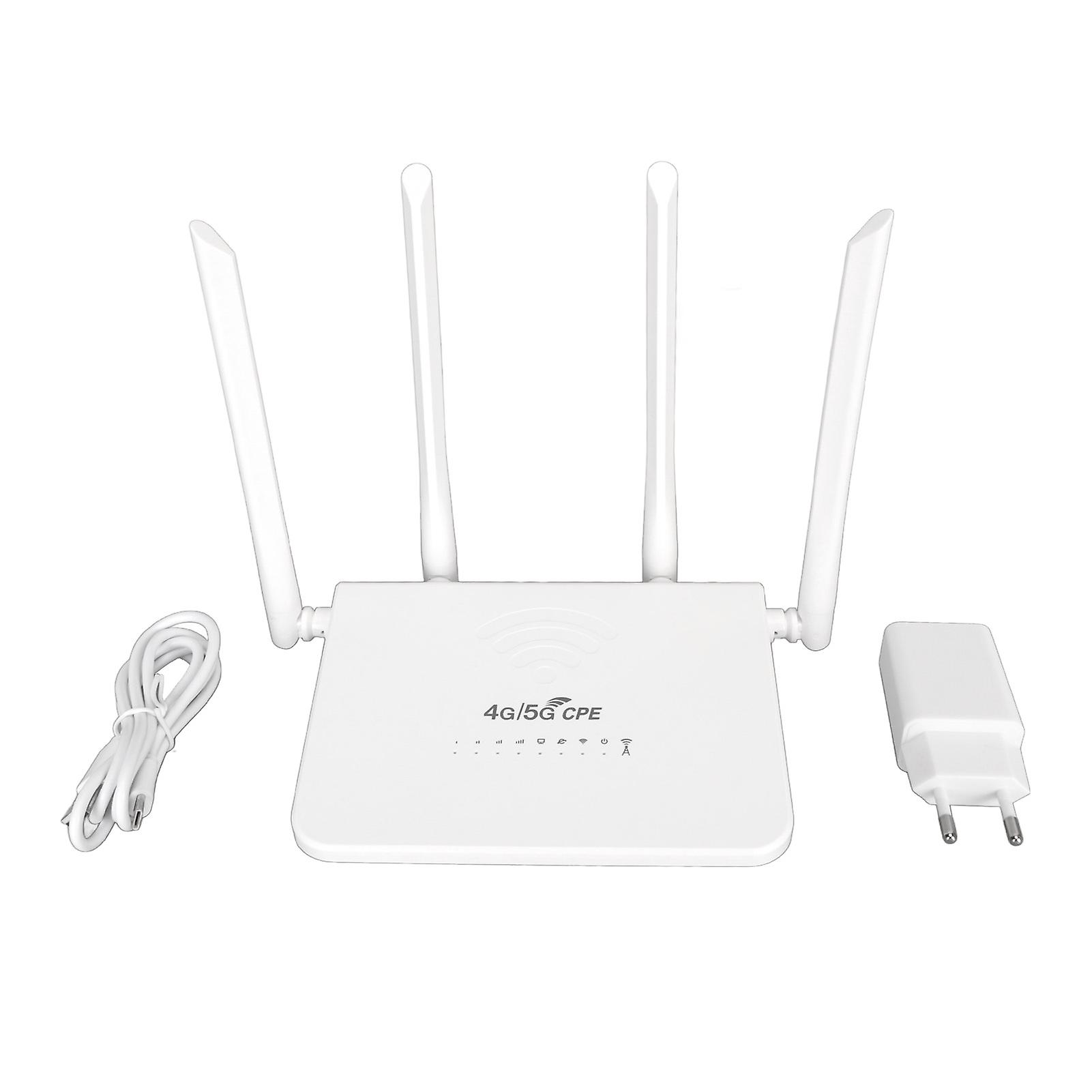 4G WiFi Router 300Mbps SIM Card Slot 4 Antennas Type C Mobile Hotspot Supports 20 Users for Europe 100-240V EU Plug