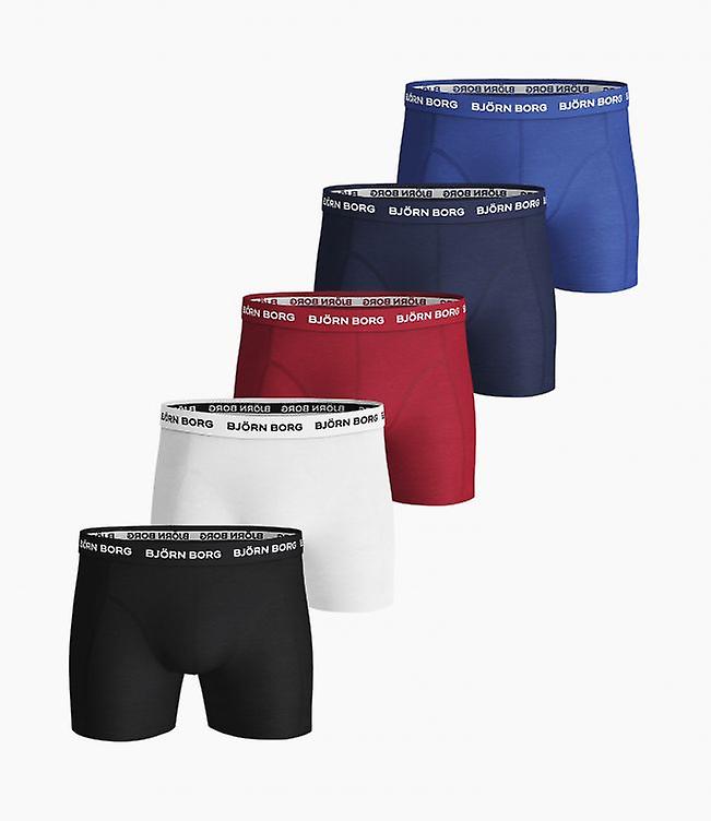 Björn Borg Solid Essential Boxershorts - 5pack - Rood/wit/zwart/blauw