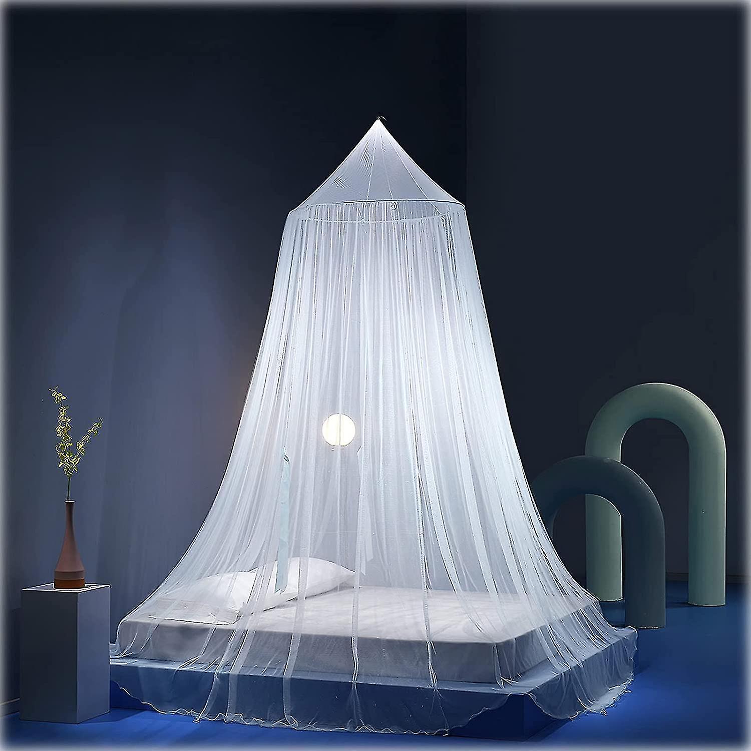 Moustiquaire Pour Lit Double – Dôme Blanc, Hauteur 250 Cm, Pliable, Pour Chambre, Camping, Voyage