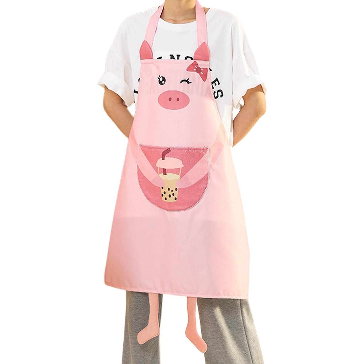Cooking Apron Wipeable Multi-Purpose with Large Pocket Waterproof Oil-Proof Cartoon Apron Baking