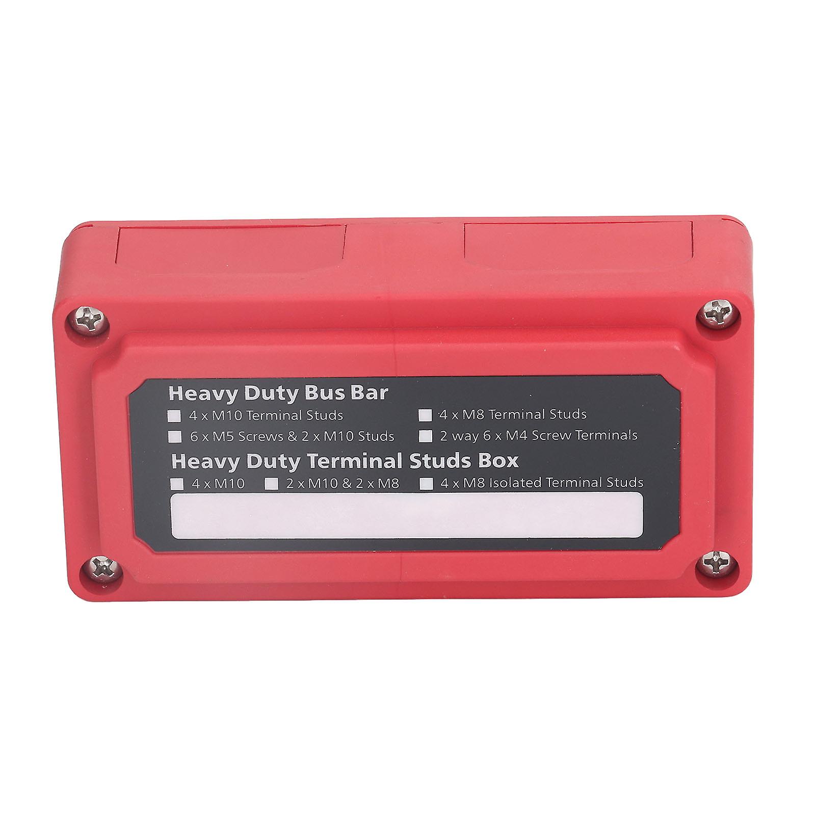 Power Distribution Block M8 Screw Terminal Bus Bar DC 48V 300A for Automobile Boat Red 