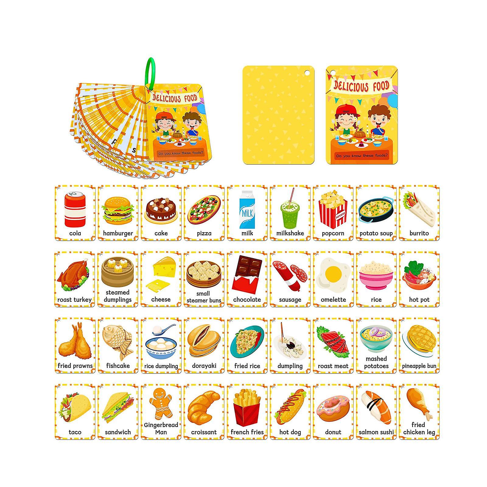Food Flash Cards Interactive Coordination Early Learning for Daycare Cosplay