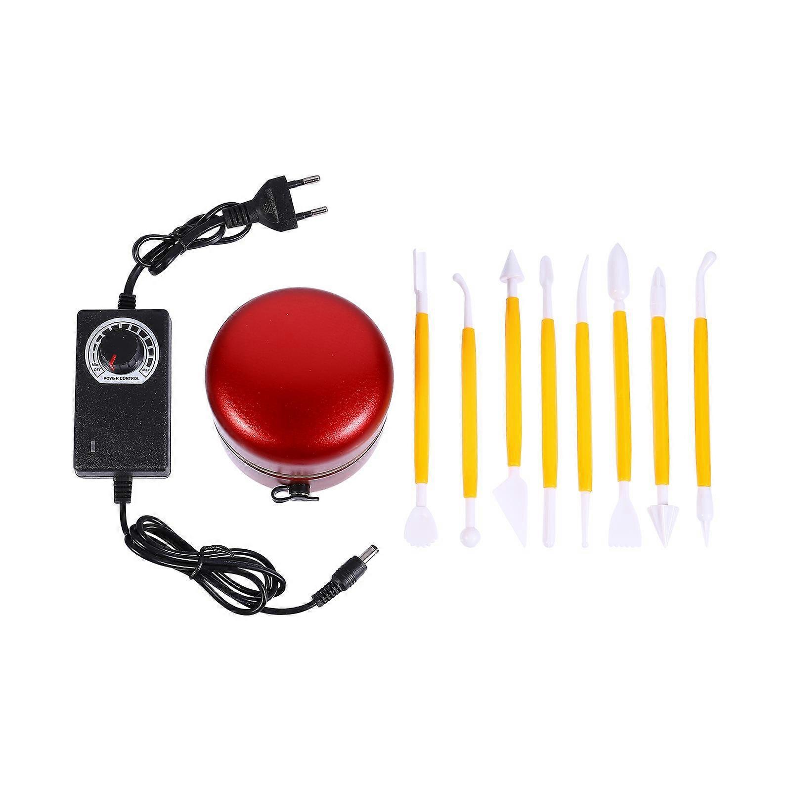 1 Set Mini Electric Pottery Wheel Adjustable Machine with Sculpting Tool EU Plug