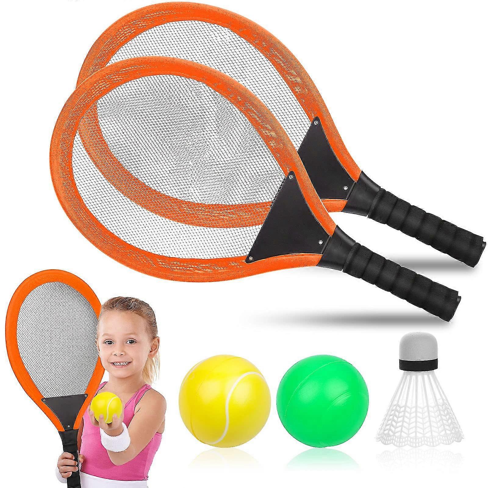 Ücretsiz Badminton Okyanus Topu Yumuşak Tenis Raket Tenis ve Badminton Raket Seti Dahil 1 Çift Çocuk Tenis Raket Seti