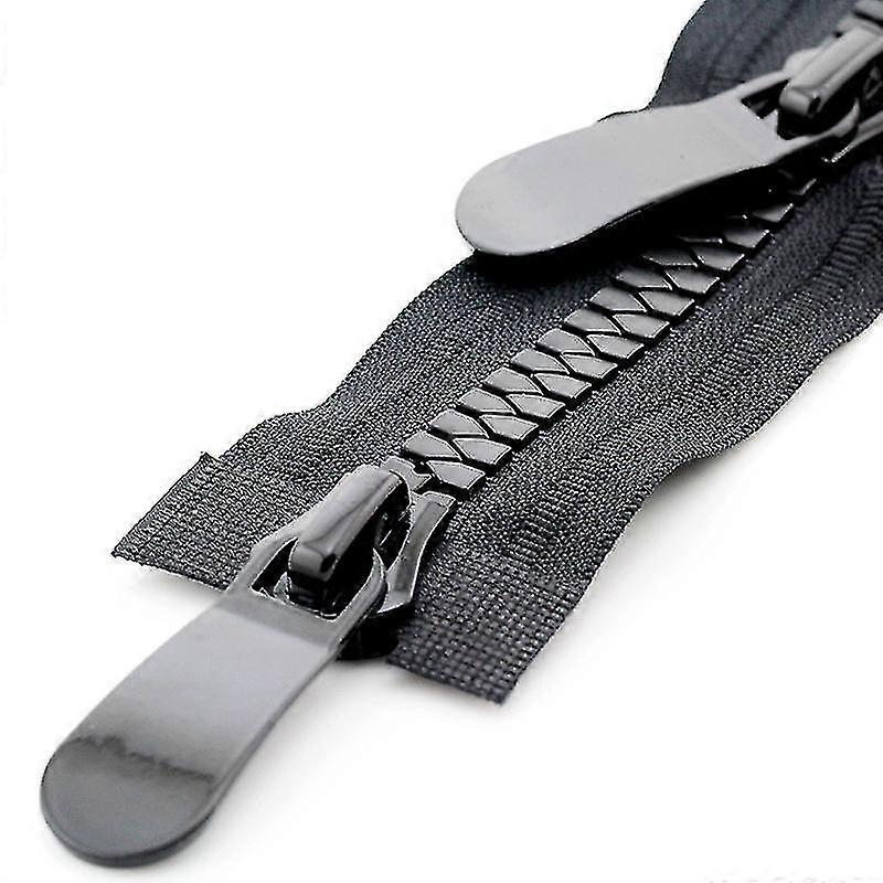 1pc Gekleurde Hars Rits Dubbele Schuifregelaar Open-end Auto Lock Kleding Ritssluiting, Zwart, 8#, 100cm