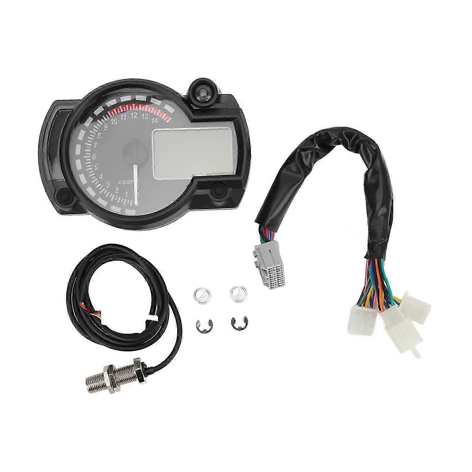 Motorcycle Speedometer Odograph 15000 R/min LCD Display Adjustable Universal for 12V Cars RVs