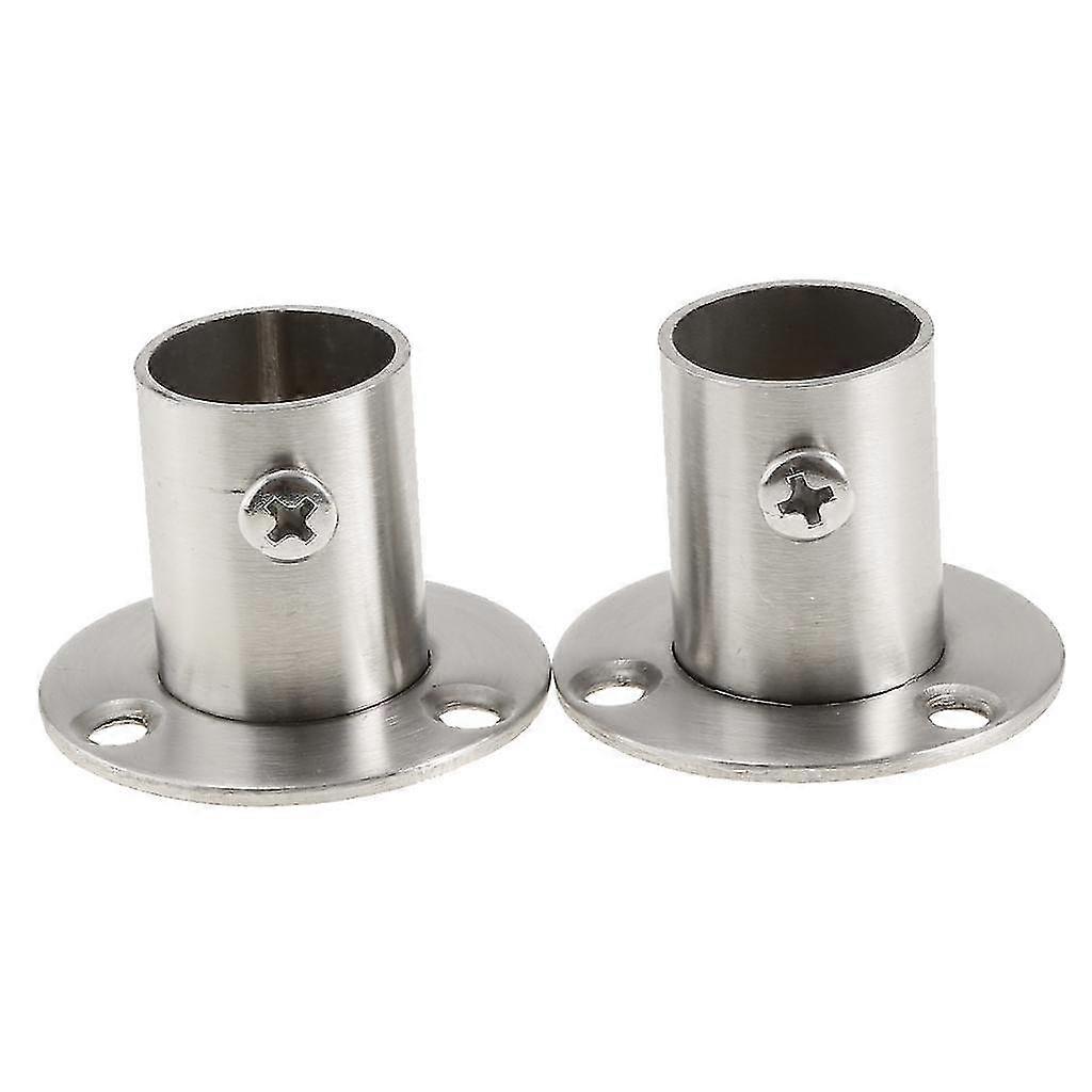 Chrome Tube Pipe Rotating Wardrobe Clothes Garment Rail End Socket 42 X 30mm