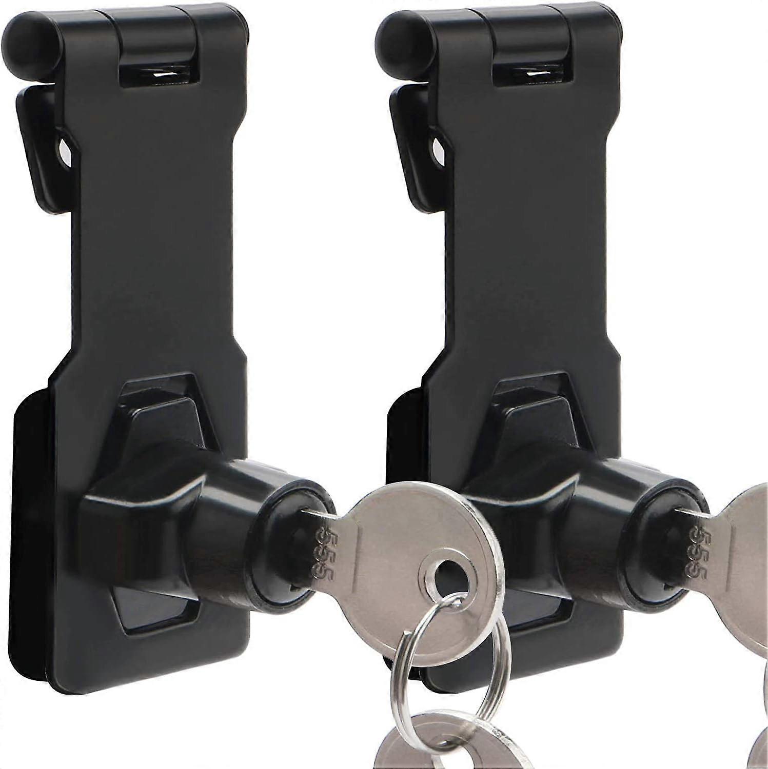 Set 2 incuietori metalice pentru mobilier, Otel, Negru