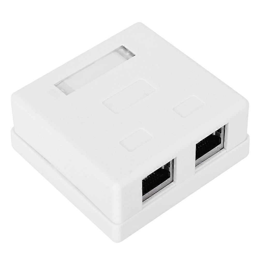 Super 5 Shield RJ45-8P8C Wall Connector Junction Adapter 2-Port Desktop Extension Cable Mount Box Surface Jack