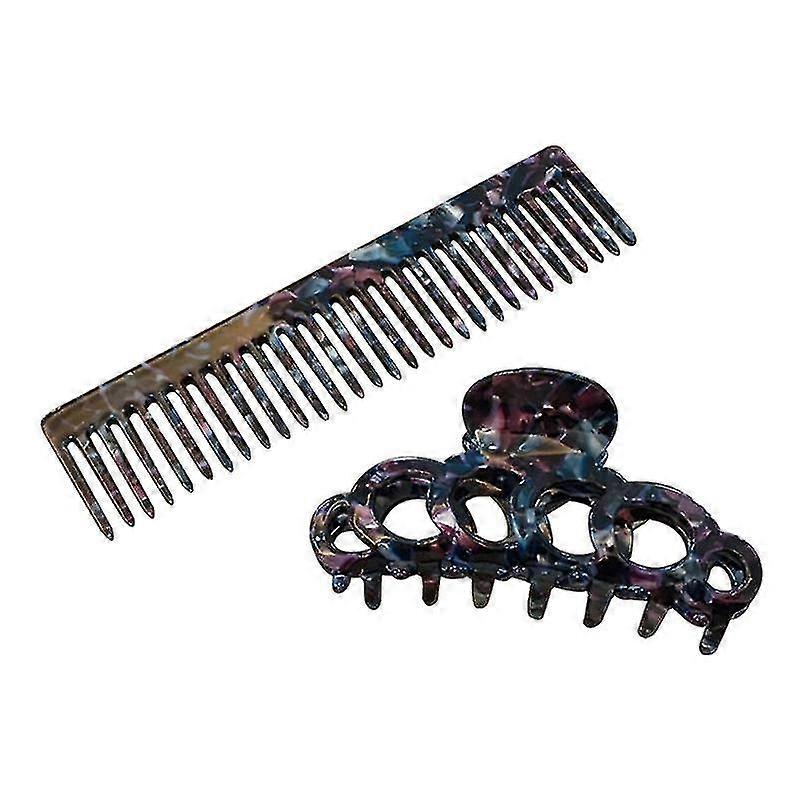 2pcs acetate hair claw clip with comb set tortoise shell barrette hair accessory