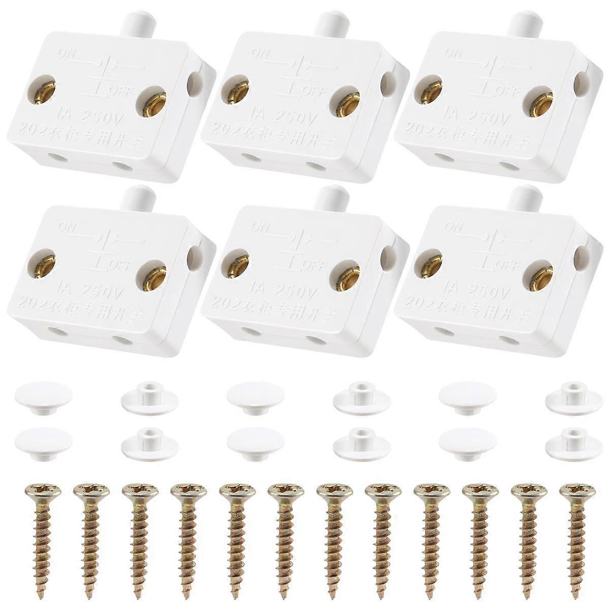 6Pcs Door Led Switch for Closet Light,Electrical Lamp Switches,White