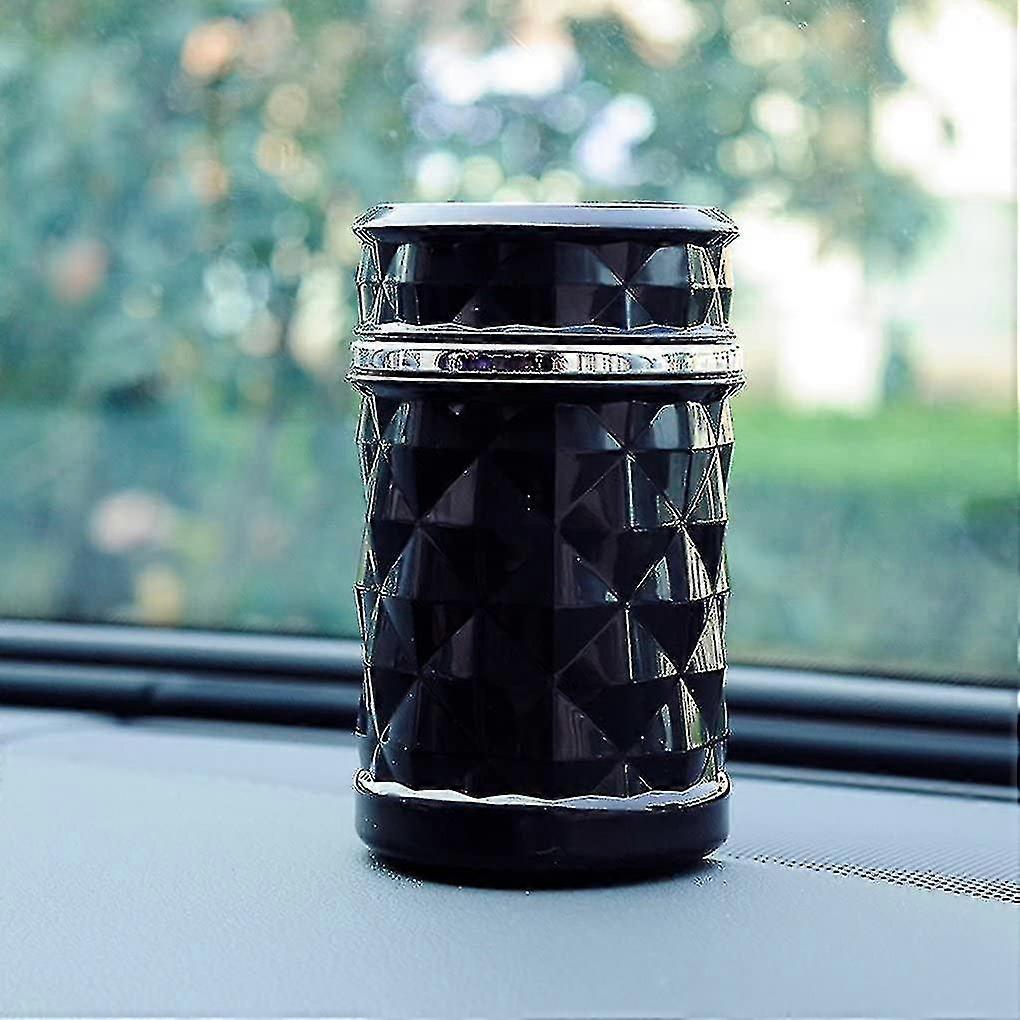 Auto bil askebæger bærbar med blåt led-lys askebæger røgfri rygerstativ cylinder kopholder (sort)