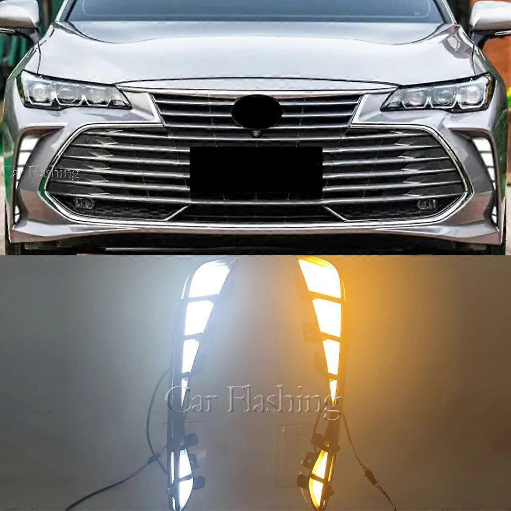 1 Set For Toyota Avalon 2018 2019 2020 LED DRL Daytime running light car accessories fog lamp Fog Light yellow turn signal