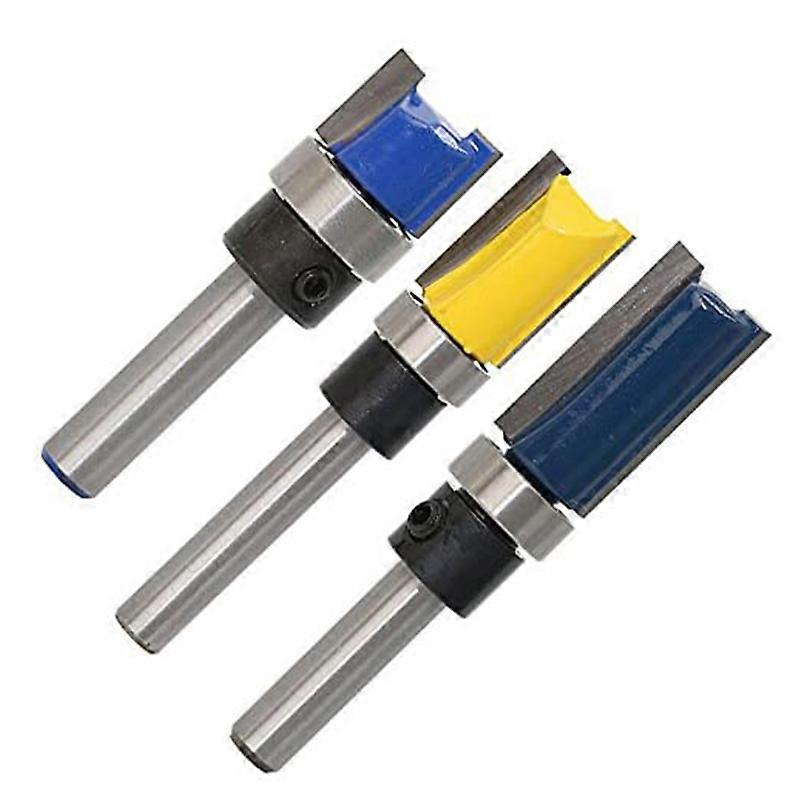 3Pcs 1/4 inch Flush Router Pattern Template Router Bit Set Woodworking Top Milling Tools