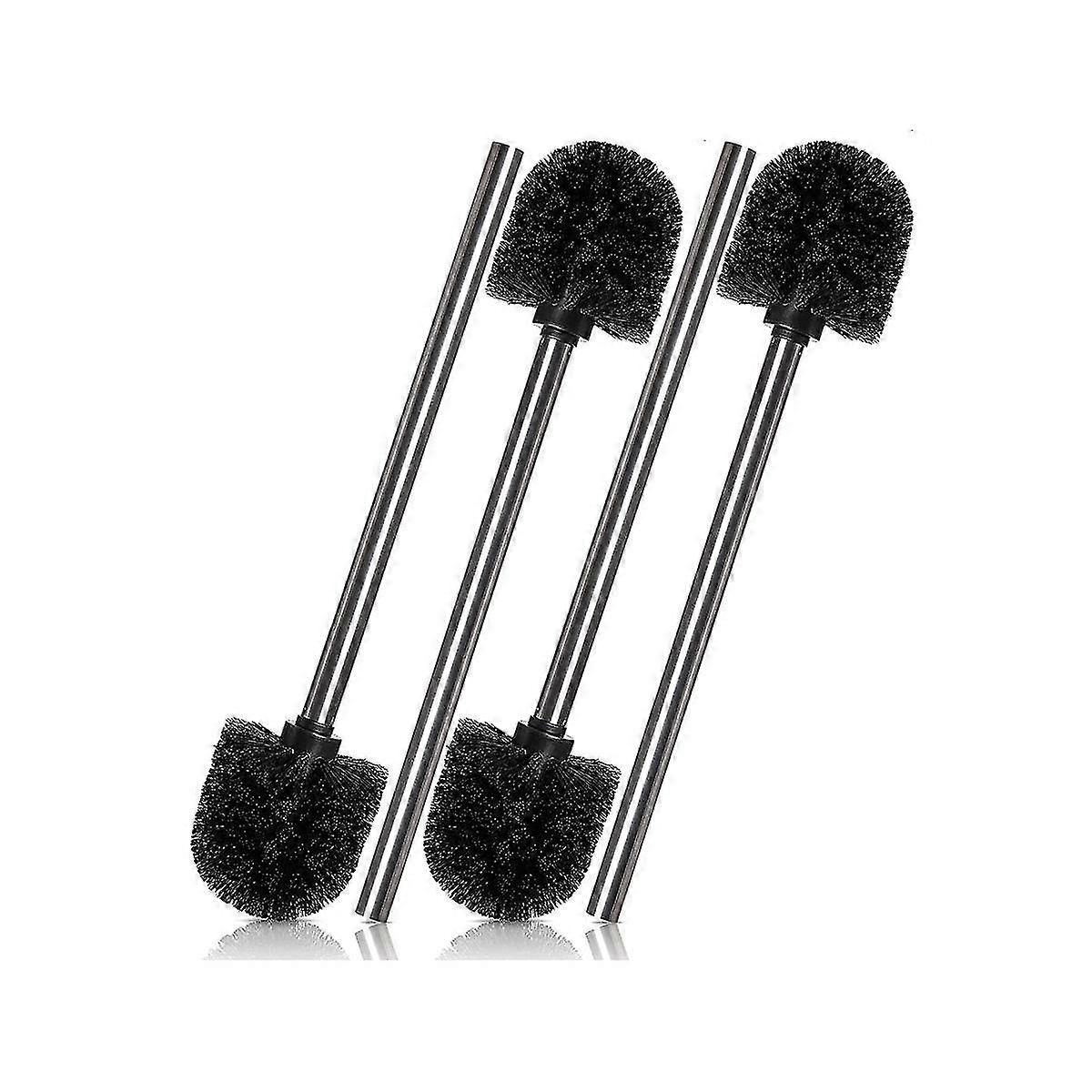 Set of 4 Toilet Brushes, Stainless Steel Handle with Interchangeable Head