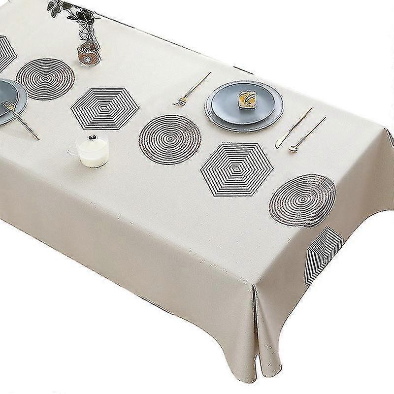 Nordic Waterproof Oil-proof Pvc Tablecloth Geometry Print Rectangle Table Cover