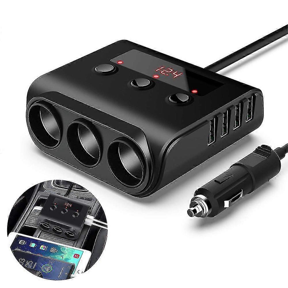Usb Car Charger Cigarette Lighter Adapter Splitter 12v/24v 100w 4 Usb Ports 3.6a 3 Sockets Splitter