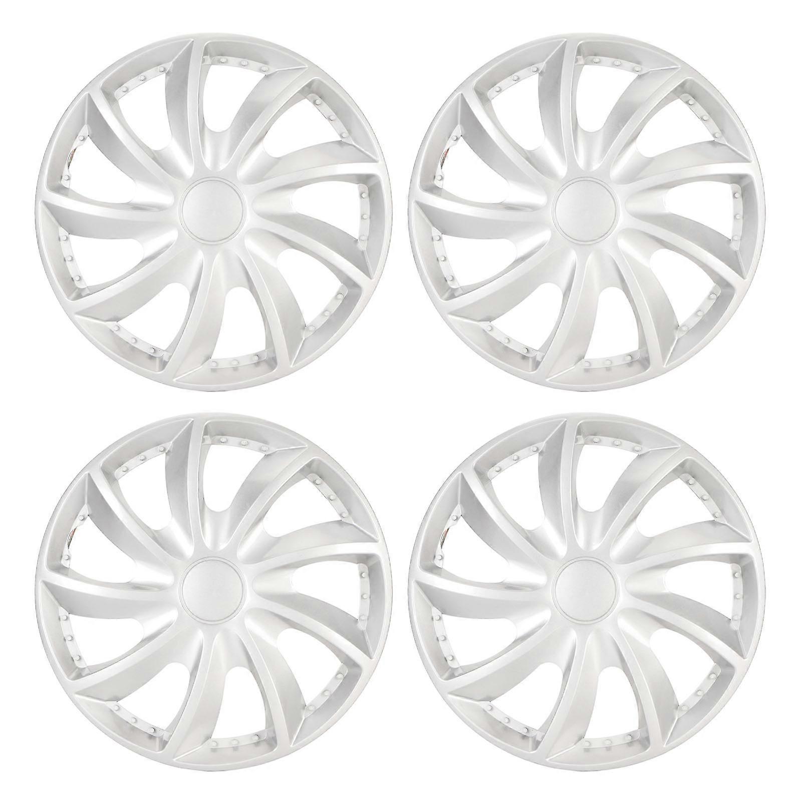 Coprimozzi ruota da 13 pollici, 4 pezzi, antigraffio, universali, per auto, camion, furgoni, argentati