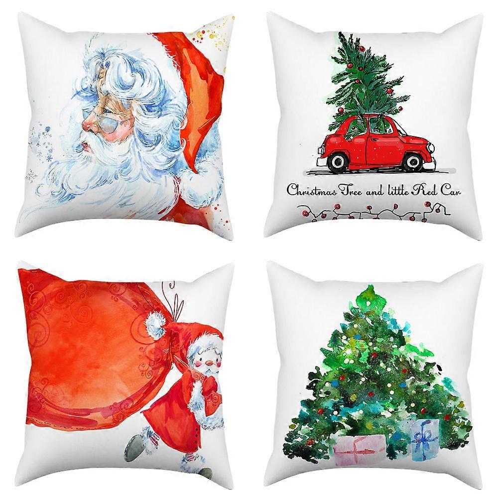 4pcs Christmas Throw Pillow Covers Case