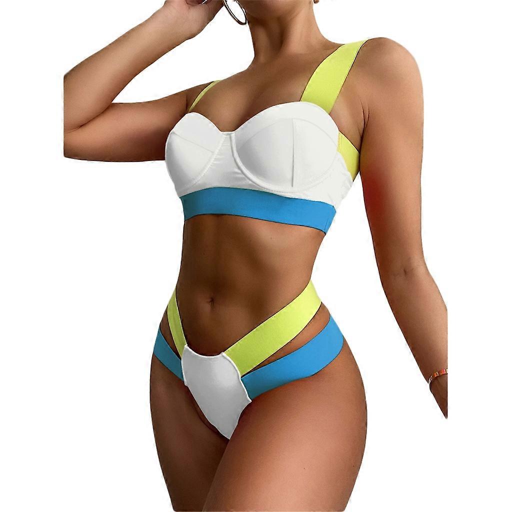 High Cut Color Block Bikini Set Mignon Underwire Maillots de bain Push Up Maillot de bain