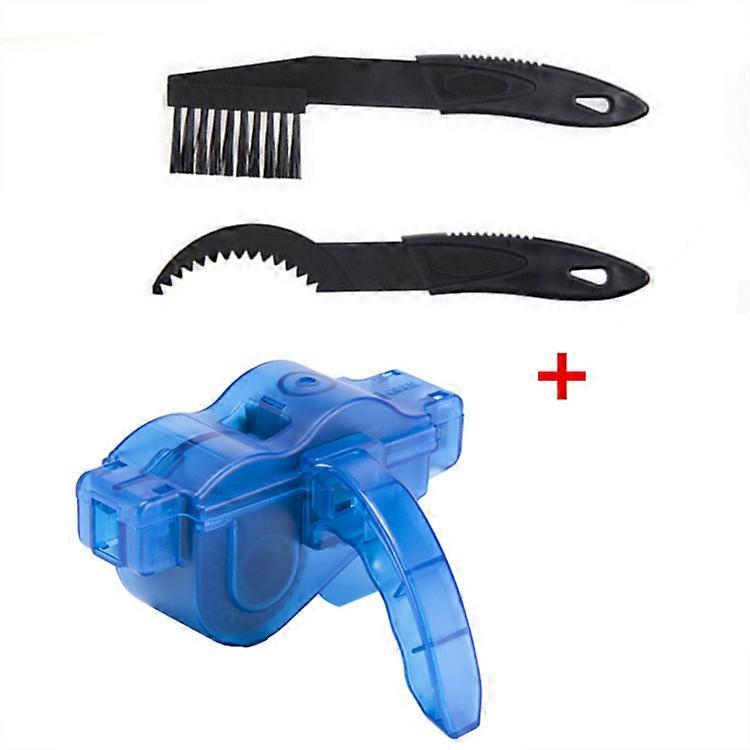 Bicycle Chain Cleaning Device,with Two Brushes, Blue