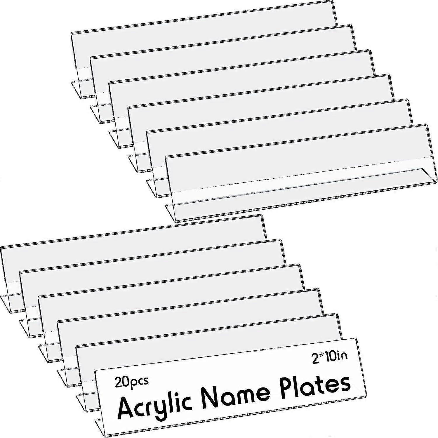 Acrylic Name Plates for Desks 2 x 8 Inch Clear Name Tent Holders Horizontal Slant Back Sign Holder for Office Classroom Table Display, Insert Paper No