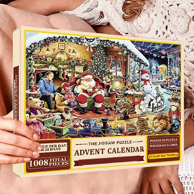 GaiBoSi2024 Christmas Countdown Calendar Funny Kid 1008 Pieces Puzzles Christmas Advent Countdown Calendar 24 Days Christmas Countdown