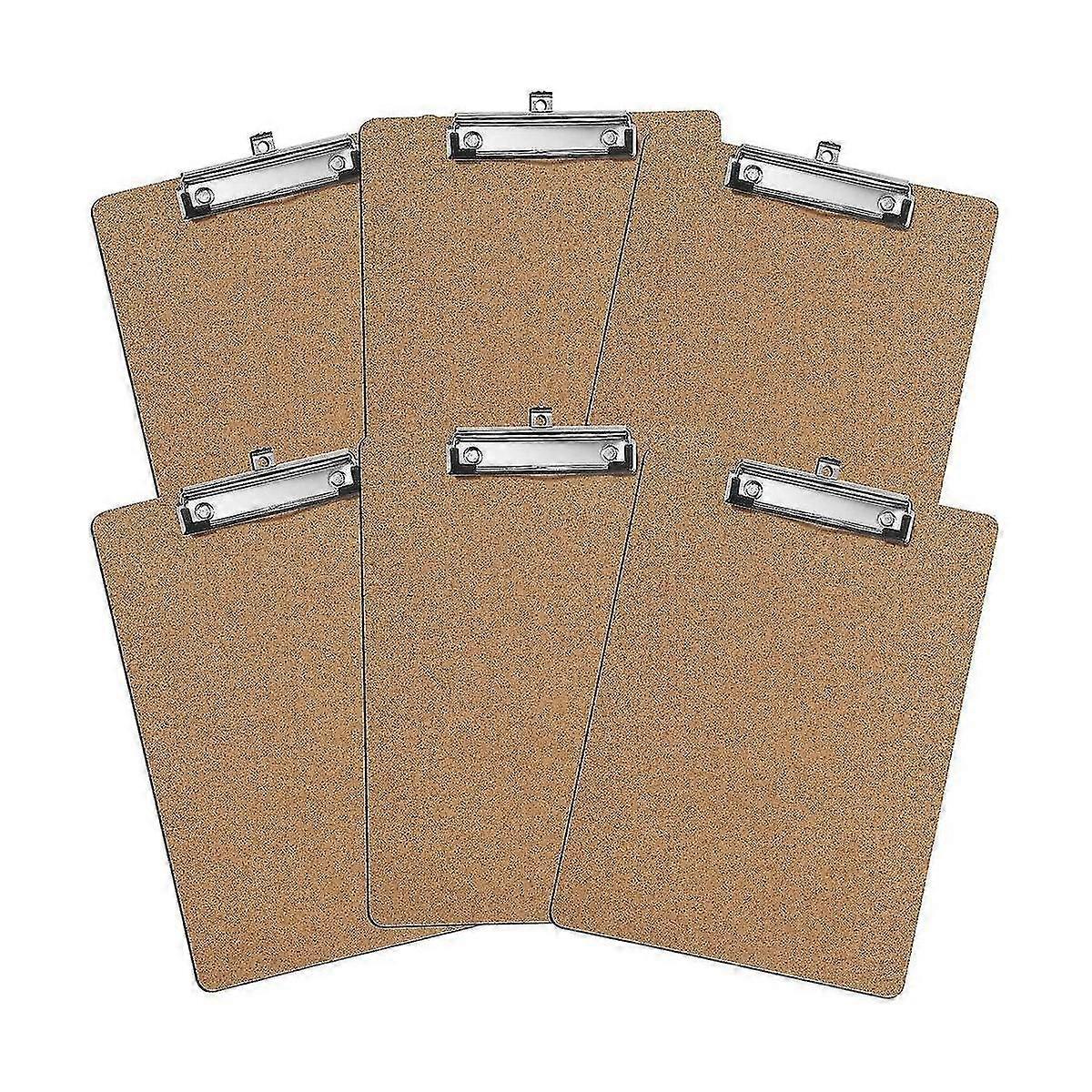 6 Pack Hardboard Office Clipboards Bulk Standard A4 Tamanho Carta (9 x 12,5 polegadas) Placa com clipe de perfil baixo