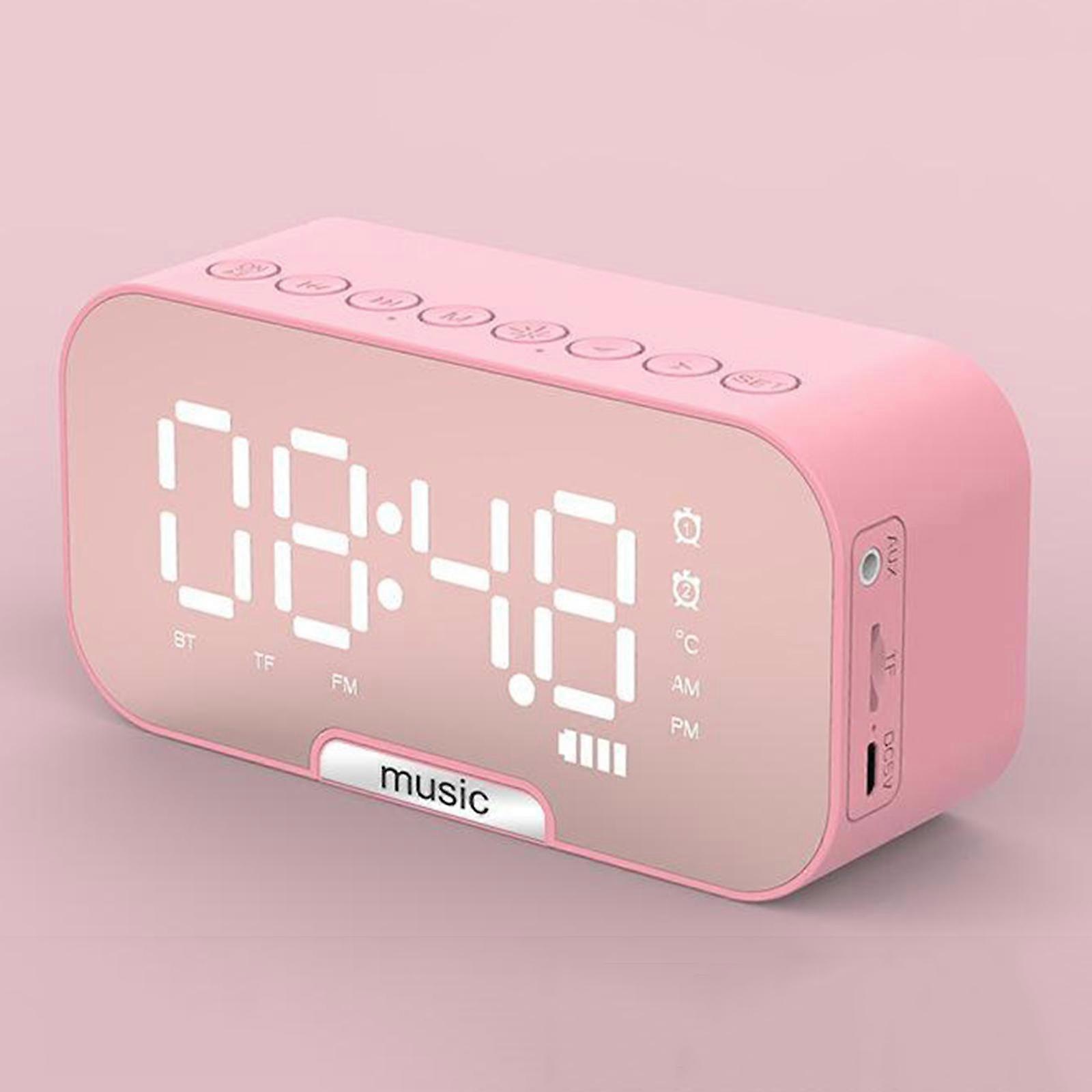Digital Alarm Clock Radio: 5.5 Large LED Display with 3 Brightness Dimmer, Dual Alarms, FM Radio, Bluetooth Speaker Clock for Home Bedside Bedroom - B