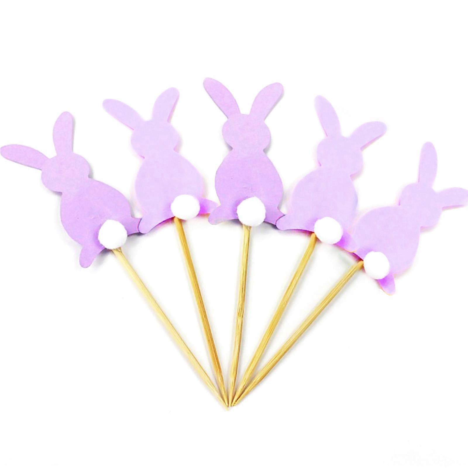 Purple Easter Party Cake Sticks - Bunny Decoration