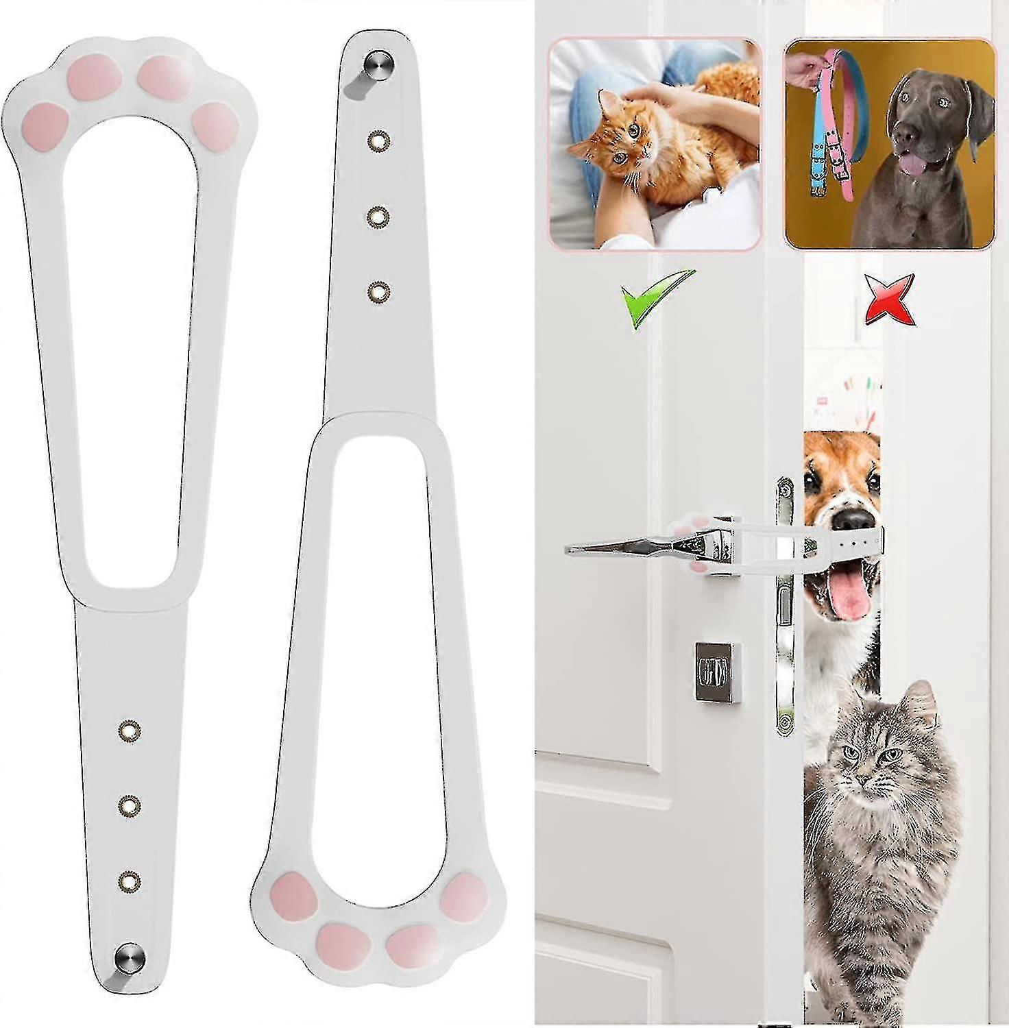 2 Pcs Cat Door Holder Latch,flex Latch Strap Let's Cats In And Safe Baby Proof,adjustable Cat Door Alternative-zong