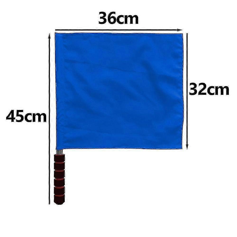 Referee Flag Stainless Steel Command Hand Flag Red Signal Flag Sponge Handle Special Patrol Performance blue