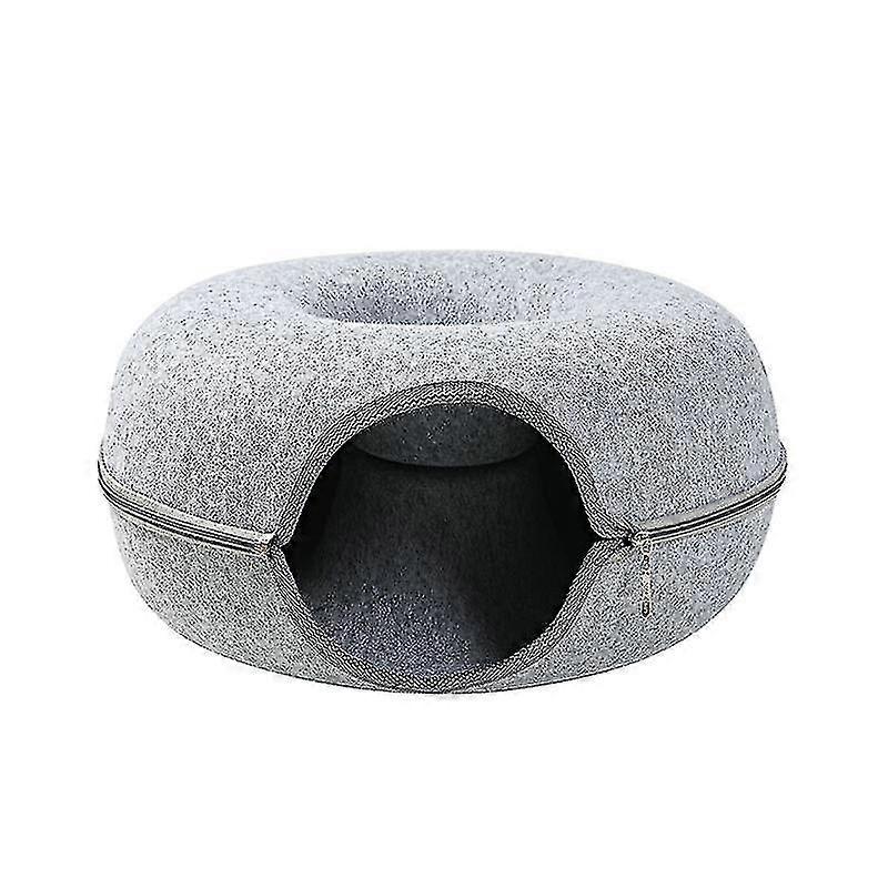 Cat Nest Round Woolen Felt Pet Nest Cat Tunnel Nest Grey Felt Cat Nest