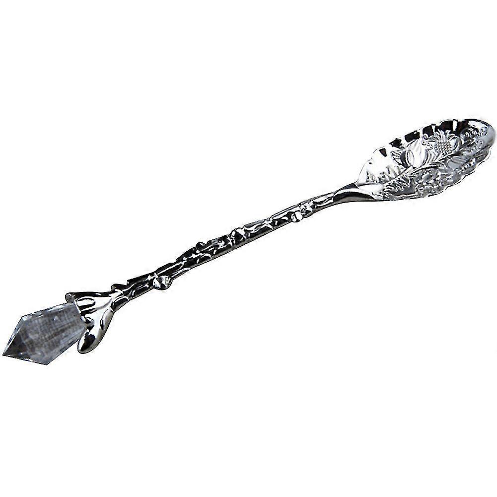 Vintage Flower Carving Long Crystal Handle Dessert Spoons (Set of 3)