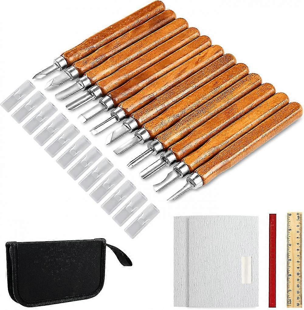 Mike Wood Carving Knife Set - 12 Pcs Hand Carving Tool Set For Diy Sculpture Carpenter Experts  Beginners