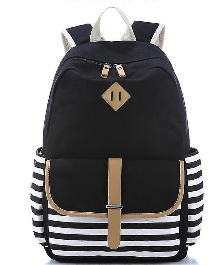 Canvas backpack, navy striped travel backpack